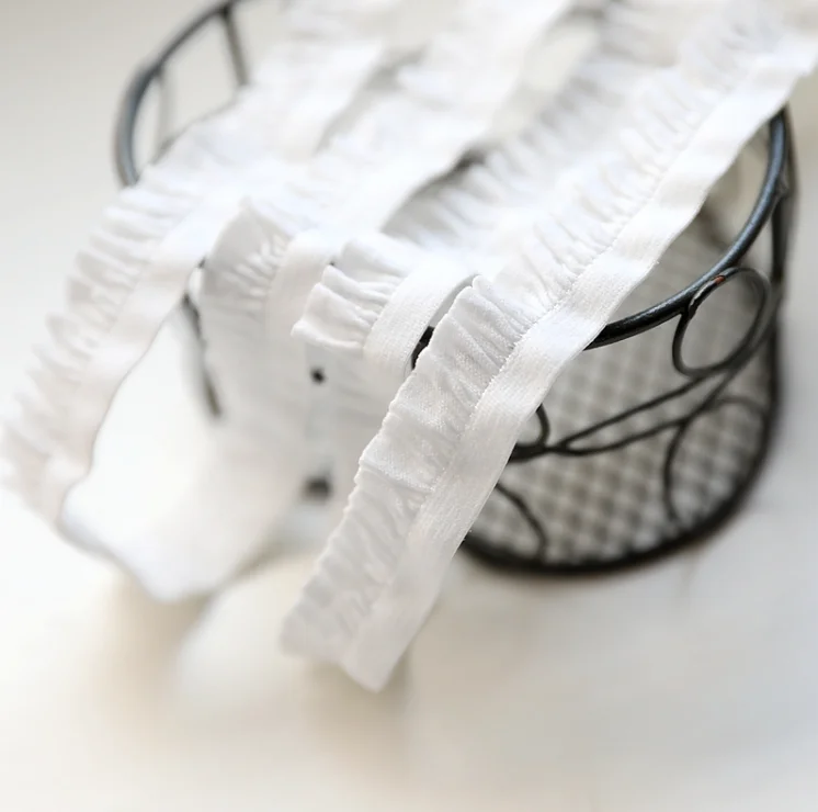 5 м/лот молочно белая эластичная кружевная отделка с оборками лента сделай сам