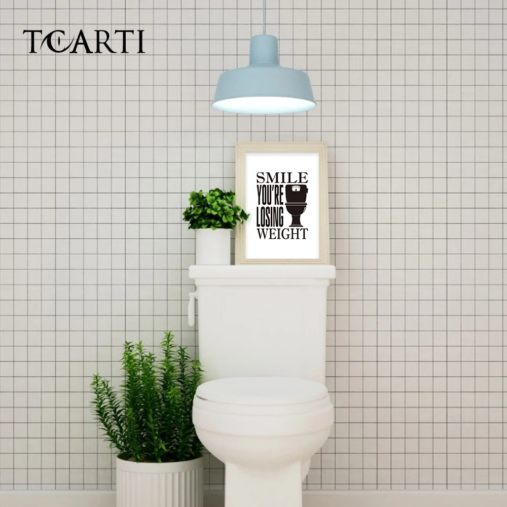 Забавный Унитаз банкноты кавычки Постер и принты современный санузел холст