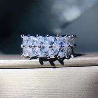 2019 new double layer bling zircon stone big band ring for women wedding engagement green ring fashion jewelry