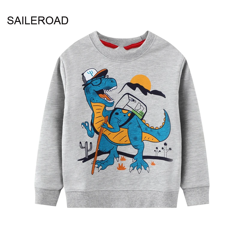 

Хлопковая одежда SAILEROAD для детей, Спортивная рубашка, женская рубашка с динозавром, детская модная Осенняя рубашка, 2021