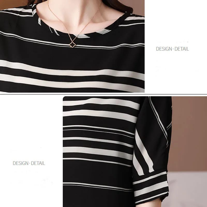 Женская шифоновая рубашка летний топ в полоску с коротким рукавом модная женская