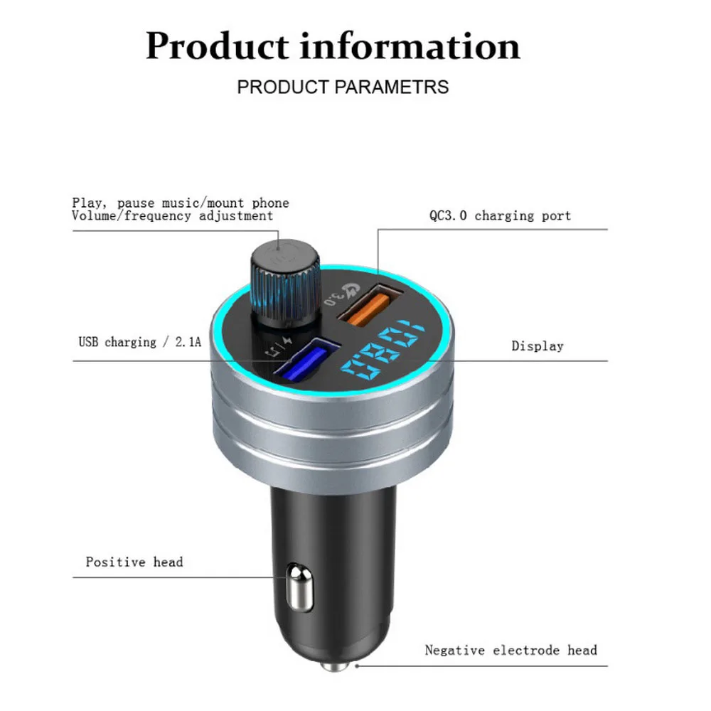 

Bluetooth-, mp3-, Bluetooth, FM-, , 2 USB, QC 3,0