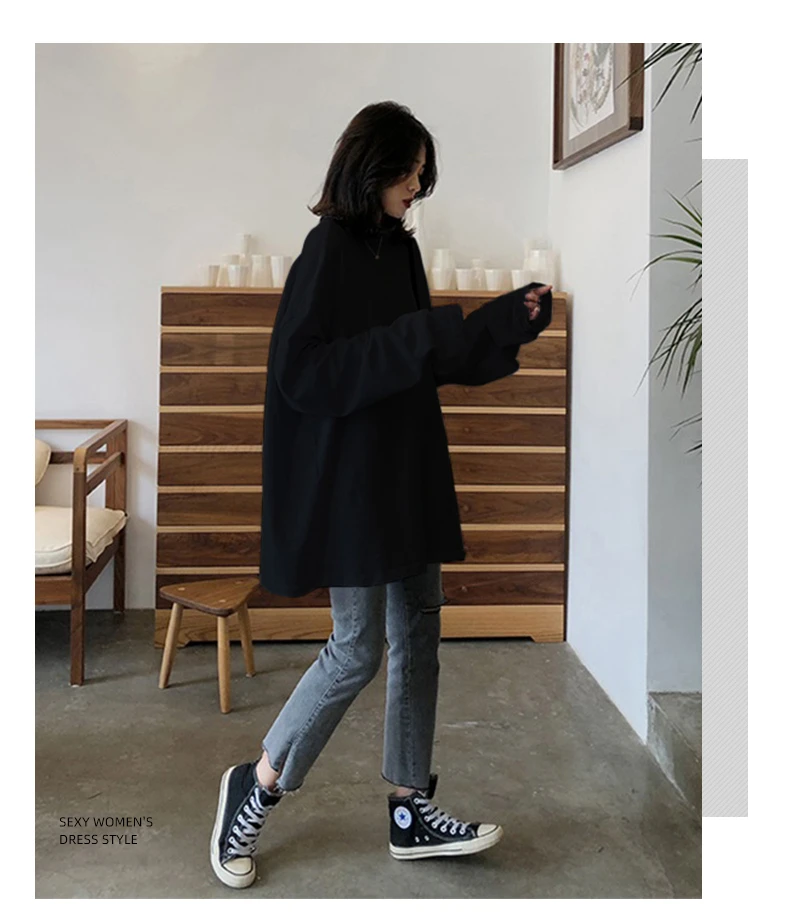 Harajuku, лучшие друзья, длинная футболка, женские футболки кавай, женские,, Осенние, одноцветные, простые, большие размеры, футболка, белая, длинный рукав, топы
