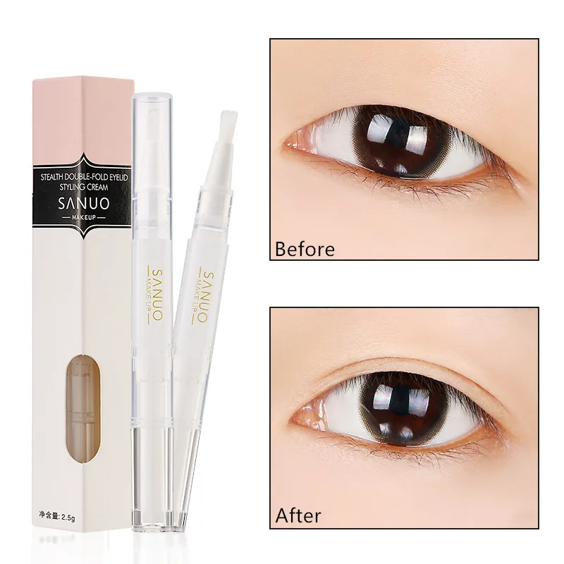 SANUO Invisible Double Eyelids Glue Transparent Styling Cream Big Eye Sticker Natural Makeup Clear Eyelid Strip Eyes Make Up Too | Красота и