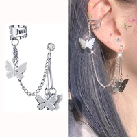 2021 fashion trend butterfly clip earrings ear hook stainless steel ear clips double pierced earrings women girls jewelry