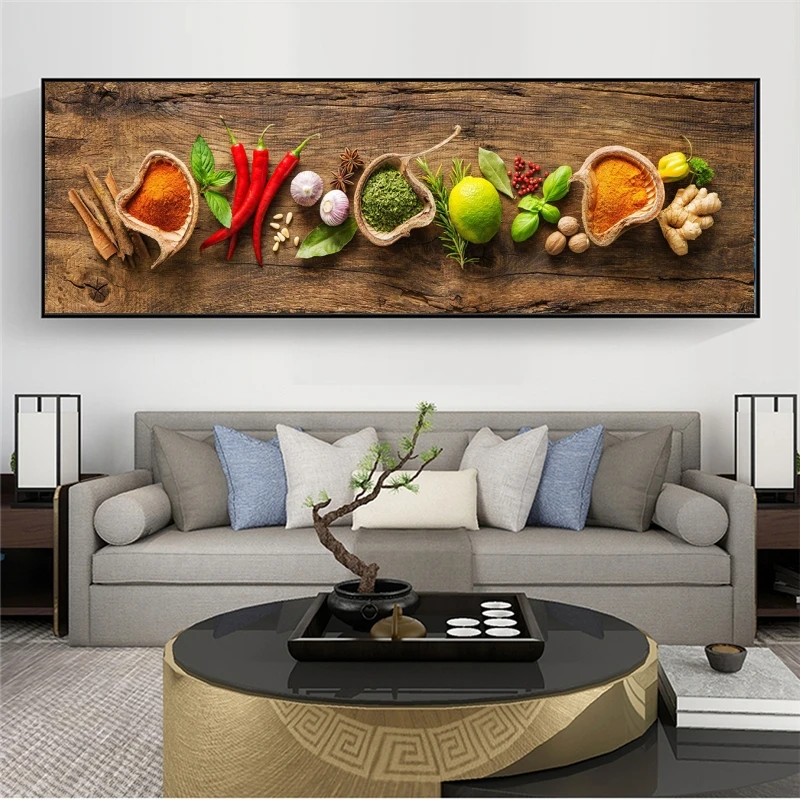 

Grains Spices Spoon Peppers Kitchen Canvas Painting Cuadros Scandinavian Posters and Prints Wall Art Food Picture Living Room
