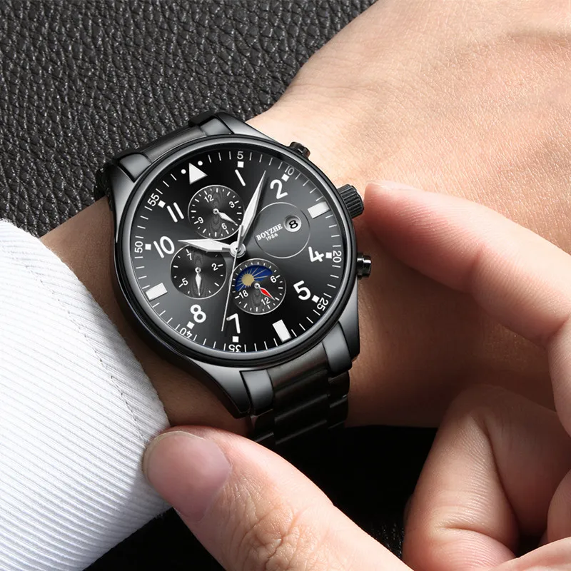 

BOYZHE Men Automatic Mechanical Watch Stainless Steel Luminous Brand Sports Business Casual Waterproof Watches Relogio Masculino