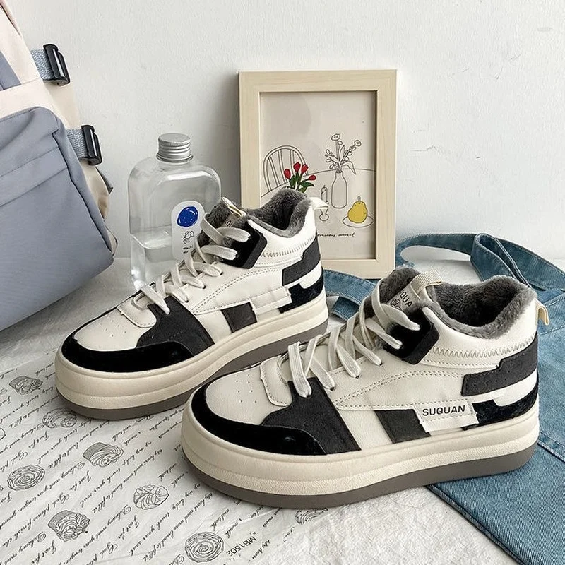 

Sneakers Women Winter New Trend Designer Increase Platform Plus Velvet Thicken Warm Cotton Shoes Female Tennis Vulcanize Casual