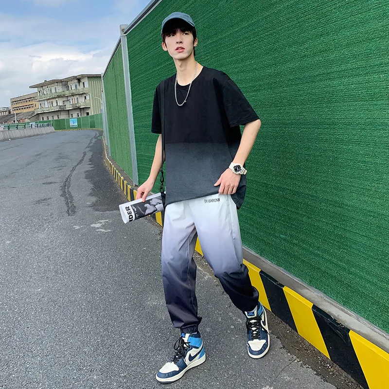 

Leisure sports suit men's 2021 new summer ice silk t-shirt men's wear with handsome short sleeve T-shirt
