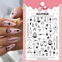 1pcs black white gold geometry hollow 3d nail sticker self adhesive butterfly designs nail decals foil design manicure decor