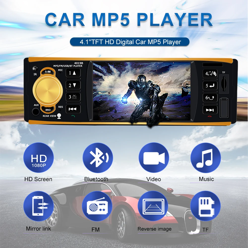 Автомагнитола 1 din 4019B автомагнитола стерео FM Bluetooth USB AUX камера заднего вида