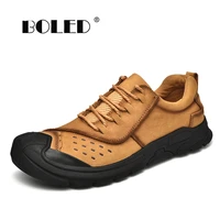 natural cow leather men shoes top quality rubber sole casual shoes flats soft autumn outdoor walking shoes men