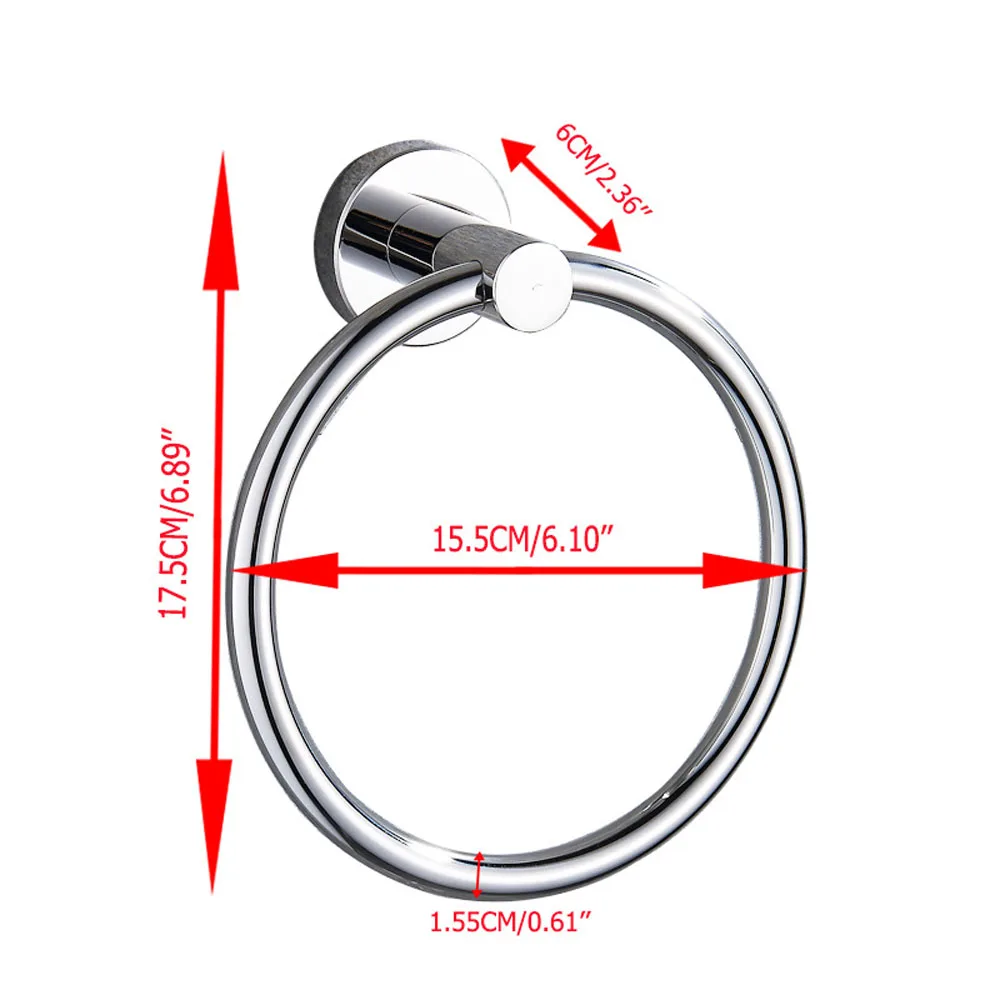 

1Pc Stainless Steel Towel Rings Wall-Mounted Round Holder Rotatable Hanger Towel Holder Rack Ring Bathroom Tool