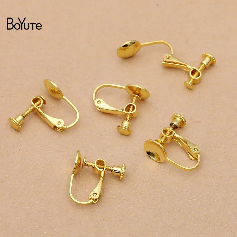 BoYuTe (20 шт./лот) металлическая латунь не проколотых ушей клип с 8 мм База Пустые