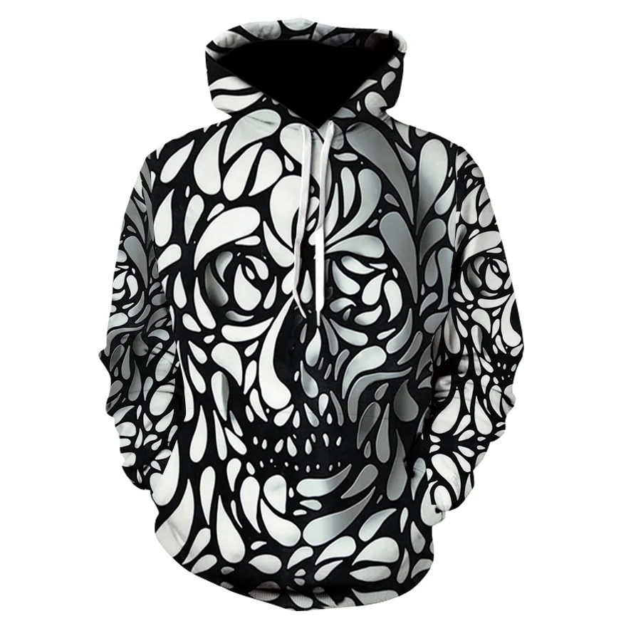 2019 new hot unisex sweatshirt 3d-printed flame skull hoodie pocket grey coat Men's casual Manufacturer promotion S-6XL |