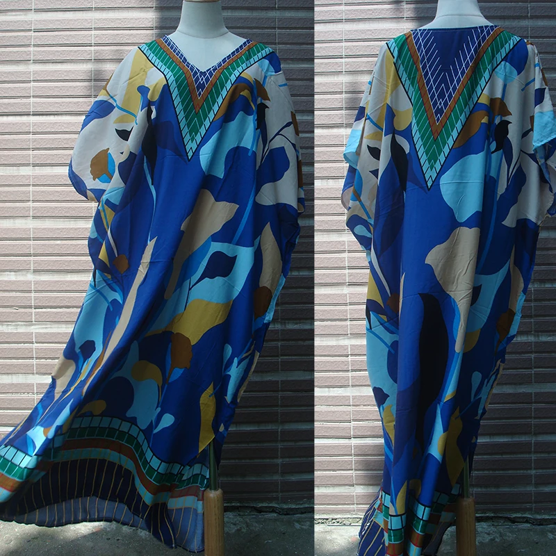 Размера плюс с принтом длинное пляжное платье Robe de хлопковый кафтан пляжные