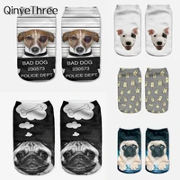 2018 new cute 3d print socks cool lovely dogs women ankle socks chaussette animal socks art cotton hosiery bad dog pug life sox