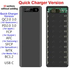 Светодиодный Дисплей DIY 10x18650 Мощность внешнего аккумулятора, двойной USB мобильный телефон Зарядное устройство 18650 Батарея держатель зарядным устройством PD QC3.0 Quick Charge