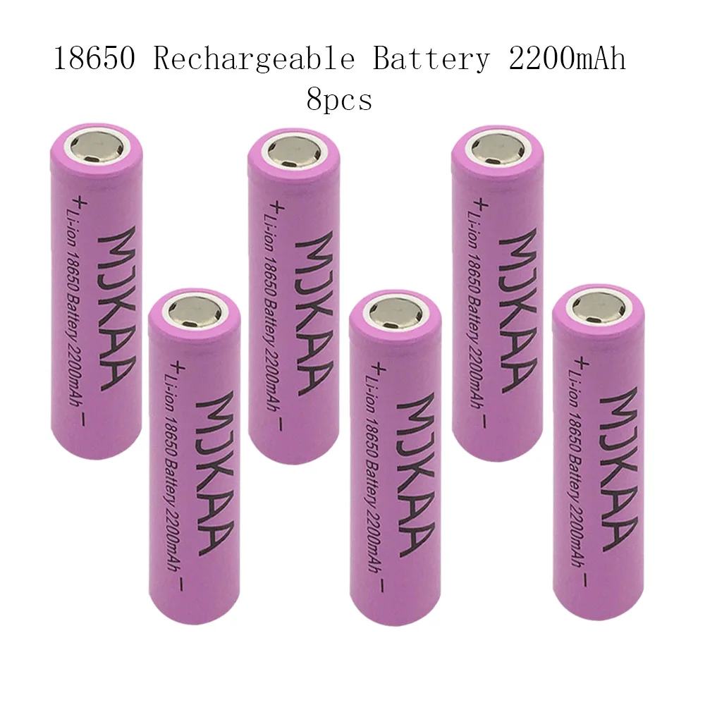 

8pcs/Batch High Quality MJKAA 18650 Pink 2200mAh 3.7V Li-ion Pointed Rechargeable Lithium Battery Head Lamp