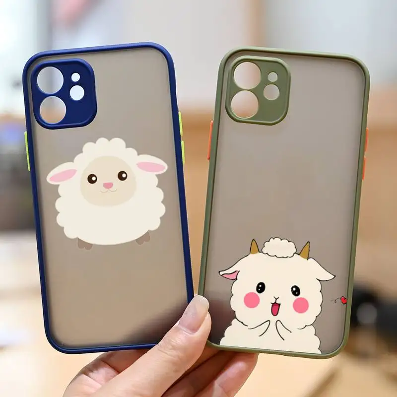 

Cartoon sheep cute animal Phone Case matte transparent For iphone 7 8 11 12 13 plus mini x xs xr pro max cover