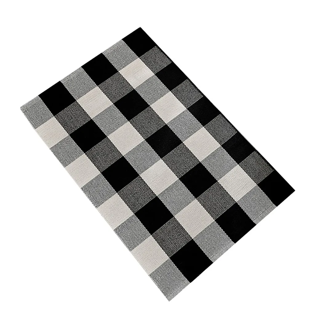 40 # ковер в клетку современный хлопковый тканый напольный коврик красного и