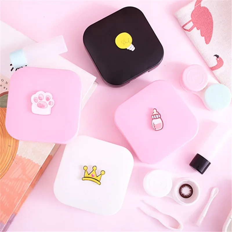 1 шт. Милая коробка для контактных линз с героями мультфильмов сердечками девочек