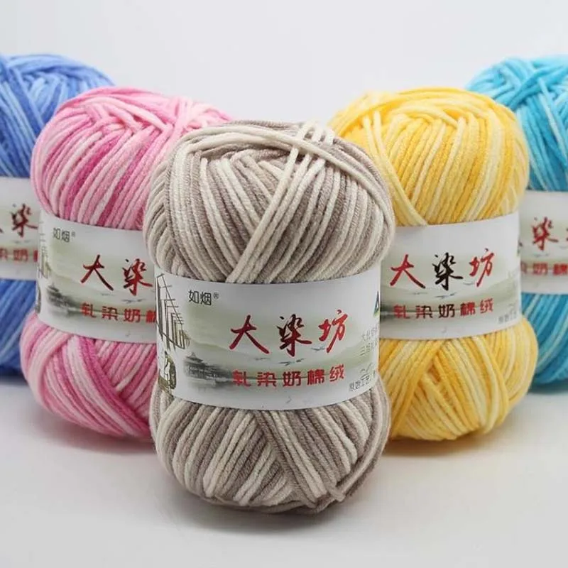 

50g/ball Hand Knitting Wool Crochet Yarn Colorful Soft DIY Milk Cotton Yarn Baby Wool Yarn for Knitting Children for DIY Sweater