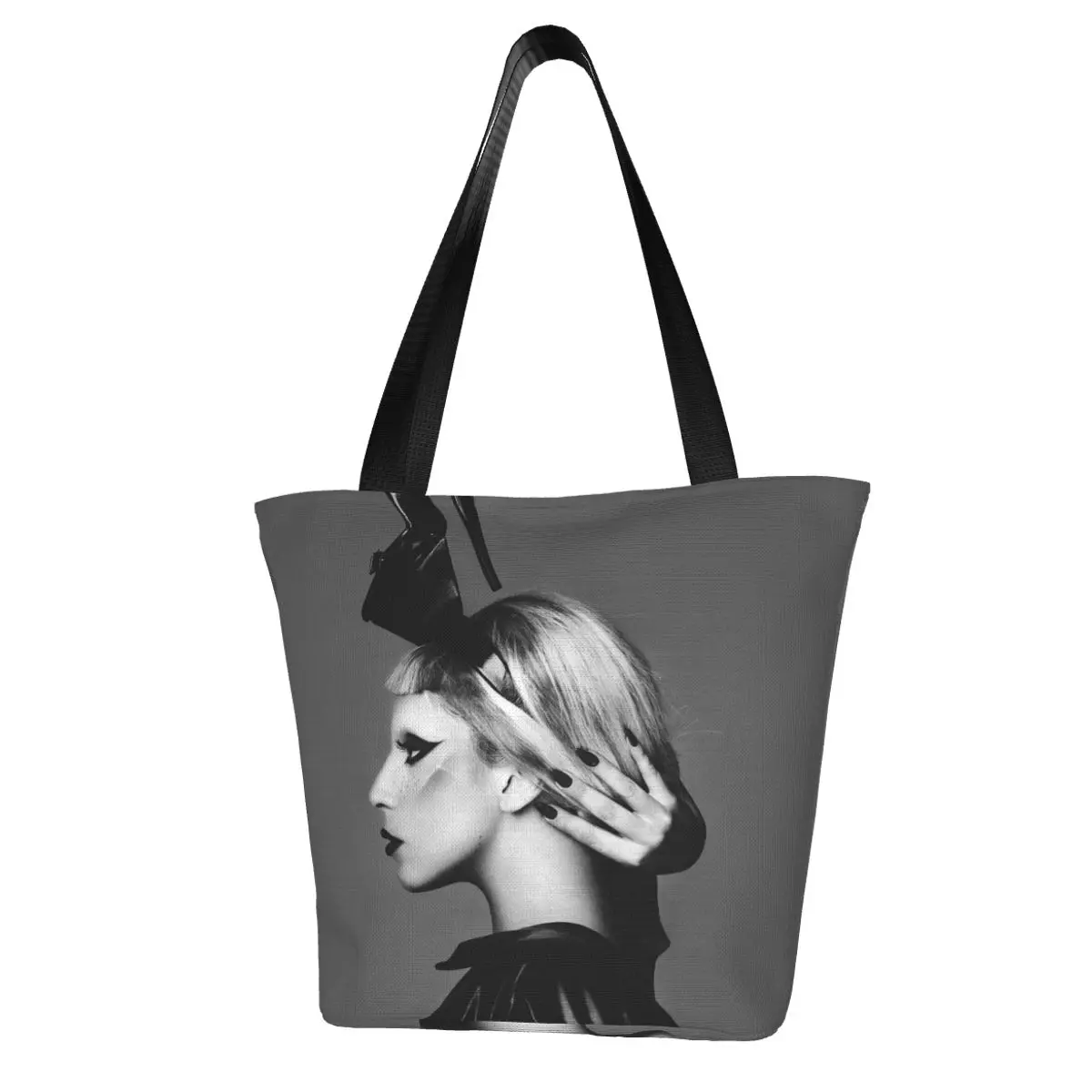 Lady Gaga Polyester outdoor girl handbag, woman shopping bag, shoulder bag, canvas bag, gift bag