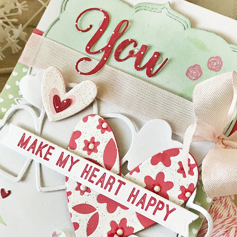 

JC Love You Heart Words Metal Cutting Dies and Rubber Stamps Scrapbooking Craft Stencil Card Make Album Sheet Model Mold Die Cut