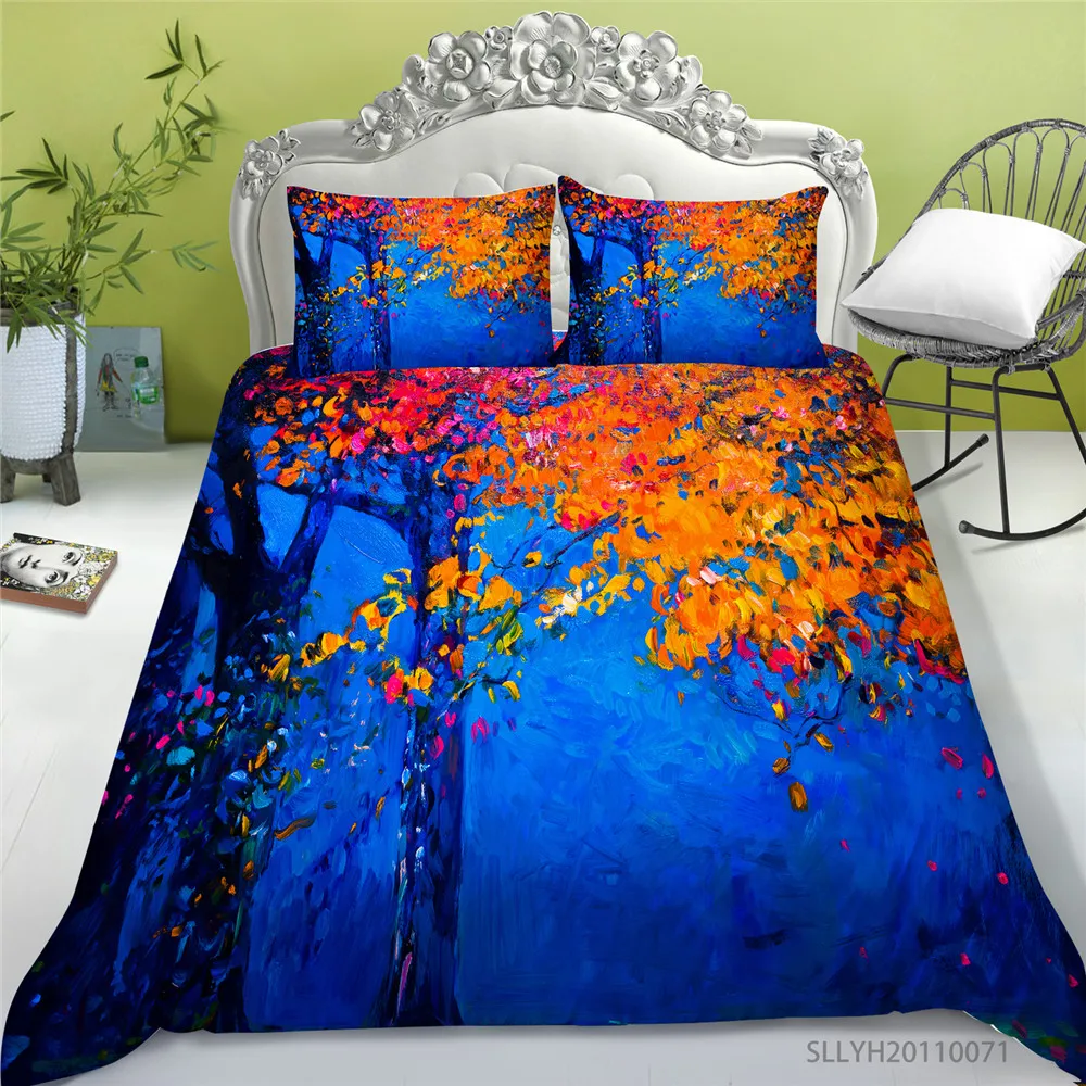 

Colourful Oil Painting Print Duvet Cover Set 2/3 Pcs Modern Home Bed Set Pillowcase Bedroom Decoration