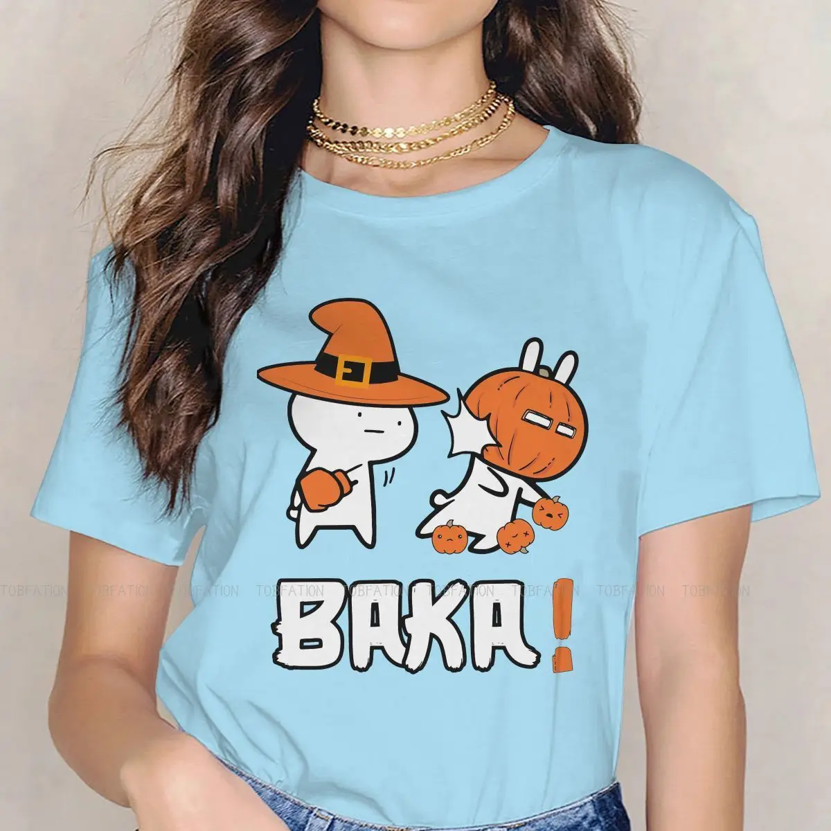 

Футболка Baka с изображением хлопьего кролика для женщин и девушек, смешная Базовая летняя футболка на Хэллоуин, пушистая, высокого качества, ...
