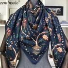 Шарф из 100% твилового шелка, квадратный, 130 х 130 см, новый дизайн, платок с принтом, Женская Шейная шаль, накидки, хиджаб