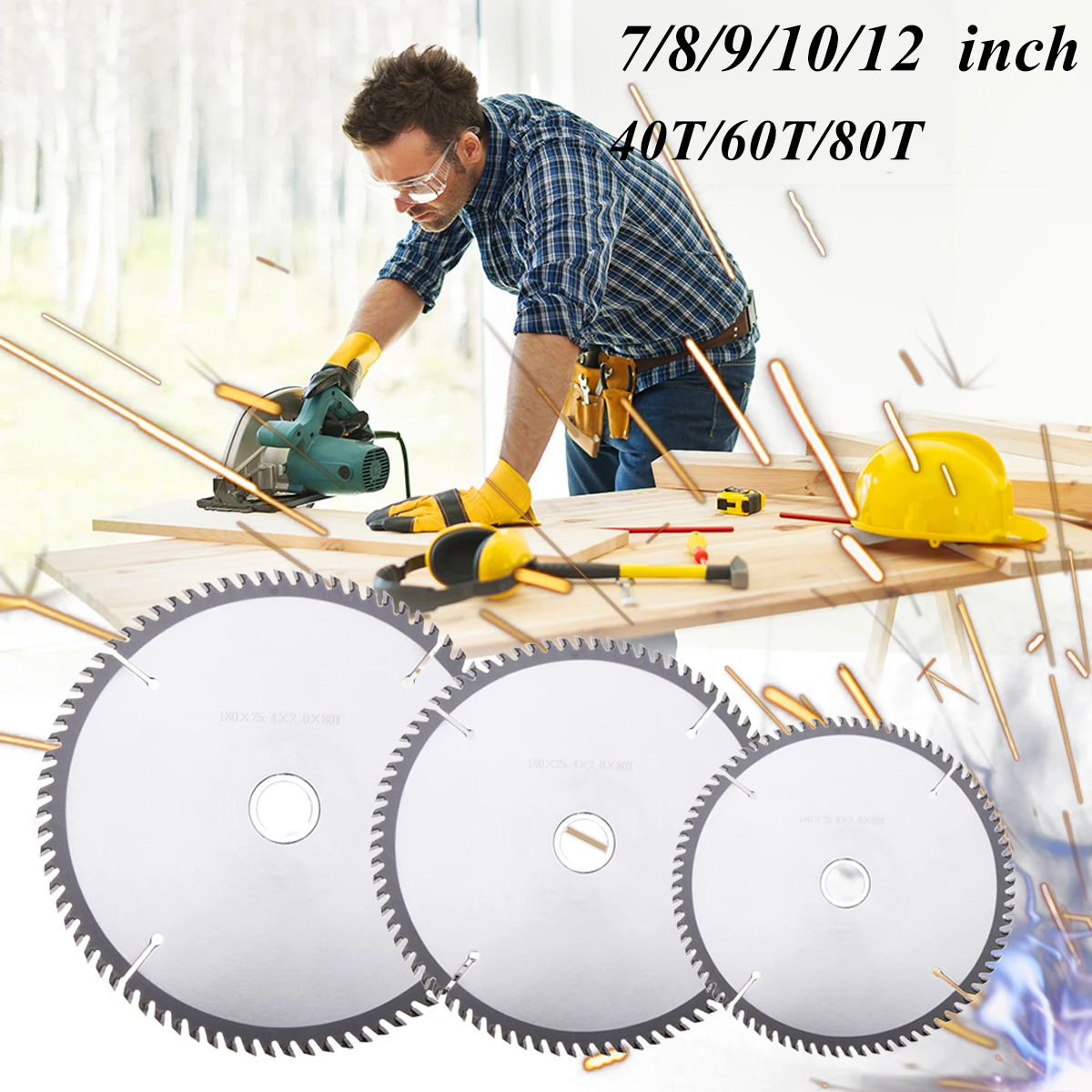 7/8/9/10/12 дюйма 40T/60T/80T дисковые пилы из сплава Режущий инструмент для дерева DIY