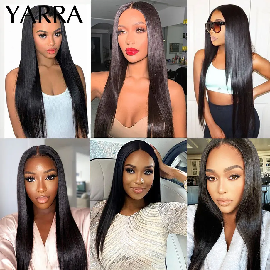 

Bone Straight Lace Front Human Hair Wig Pre Plucked Brazilian Straight 4X4 Lace Closure Wig 30Inch Smooth Wigs For Woman Yarra