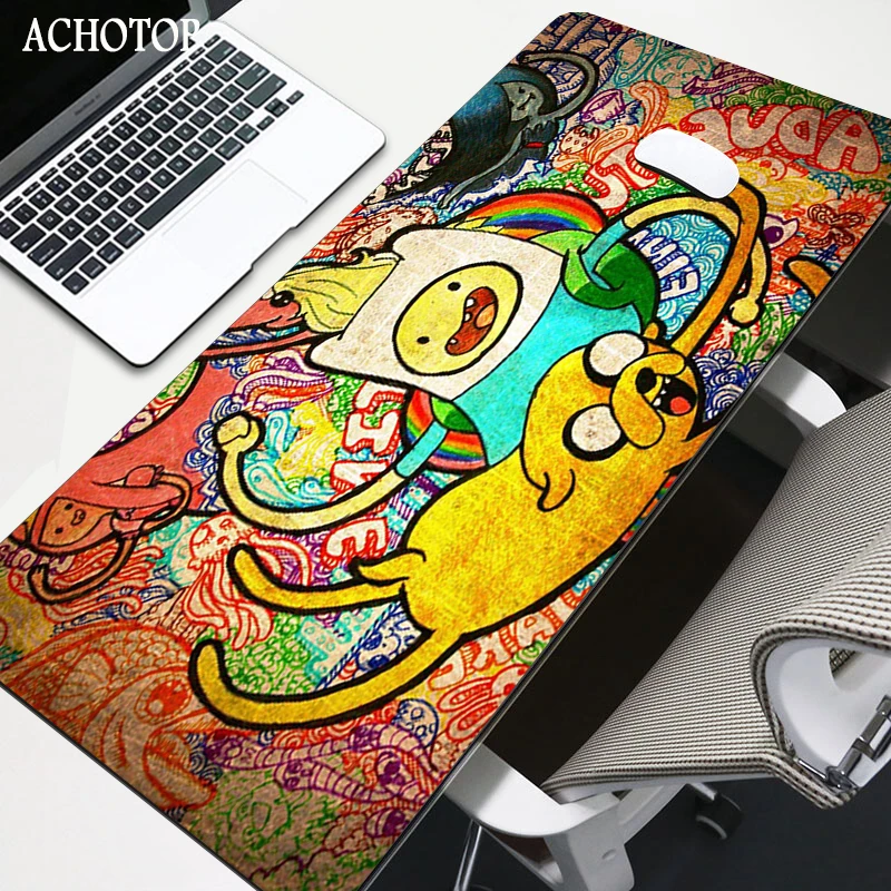 

Large Anime Mousepad Gamer Cute XL Gaming Mouse Pad Rubber Adventure Time Locking Edge Big Fashion Laptop Notebook Desk Mat Rugs