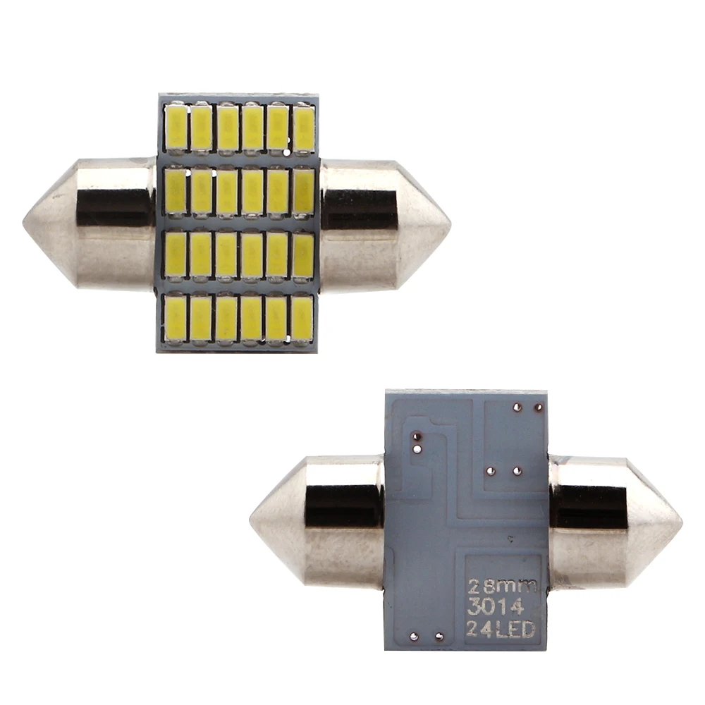 YM E-Bright 4 шт. C5W Автомобильный светодиодный 28 мм 31 мм 3014 24 SMD 24 светодиодный 6500K лампы для дверных фонарей, гирлянда, купольный светильник, внутреннее освещение