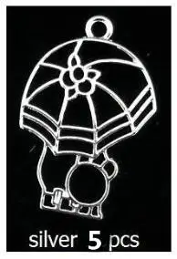 DZ0012-5pcs-SV 5 шт. милый кот металлический каркас зонтика мальчик девочка открытый Bezels ювелирные изделия, подвески, аксессуары DIY УФ Украшения из смолы ручной работы ремесла - Цвет: DZ0012-5pcs-SV