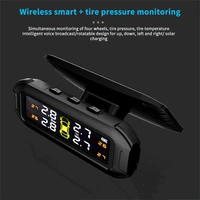 tire pressure monitoring solar hd digital lcd display tpms auto alarm with 4 sensor external rotatable wireless monitor