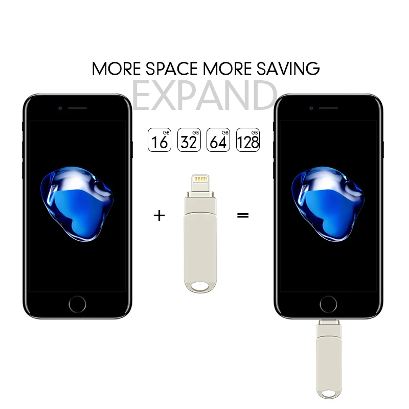 

For iPhone X/8/7/7 Plus/6/6s/5 ipad USB Flash Drive Metal Pen drive 8GB 16GB 32GB 64GB 128GB Memory Stick micro usb key u disk