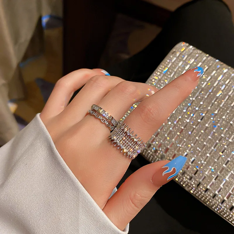 

2021 Korean New Exquisite Exaggerated Hollow Open Ring Fashion Temperament Versatile Ring Elegant Ladies Jewelry