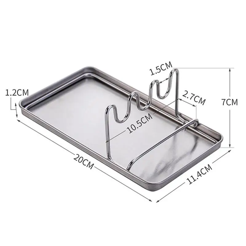 

kitchen Pot Lid Shelf Pan Cover Lid Rack Stainless Steel Spoon Stands with Drain Tray Kitchen Truner Spoon Drain Organizer Rack