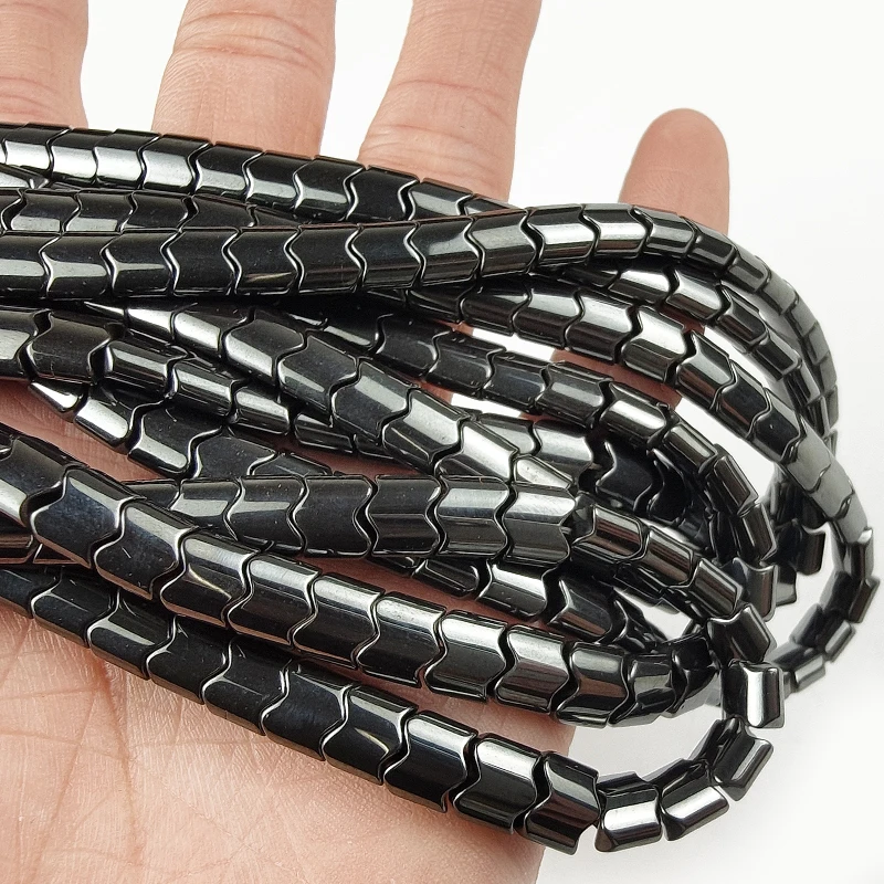 

YHBZRET Natural Stone beads Black Hematite Spacer Wave gear shape Loose beads for Jewelry Making DIY bracelets necklace Findings
