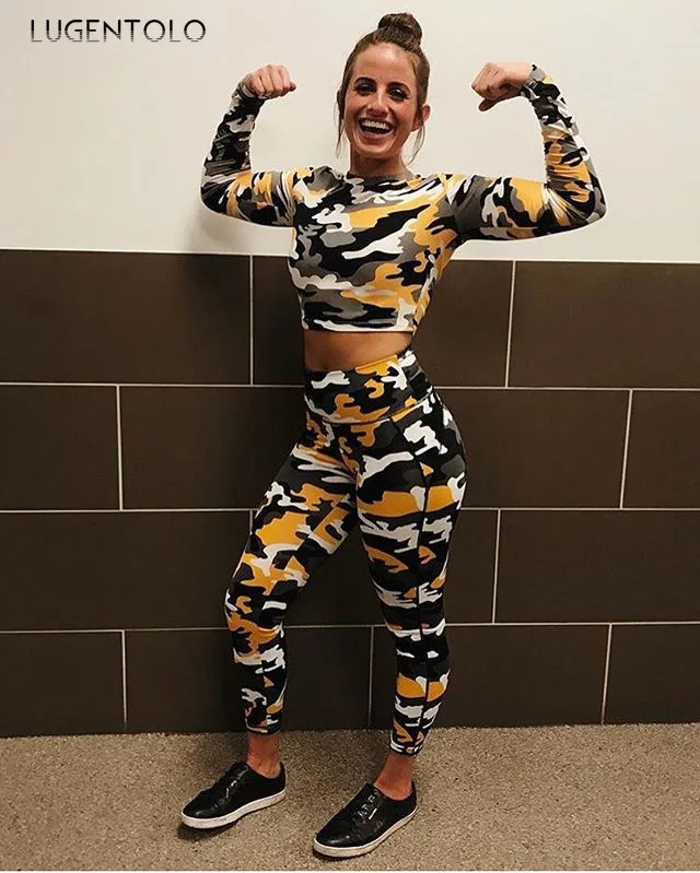 

Lugentolo Women Leggings Casual Camouflage Printed Exaggerates Hips Sexy Tight Sports Leggings