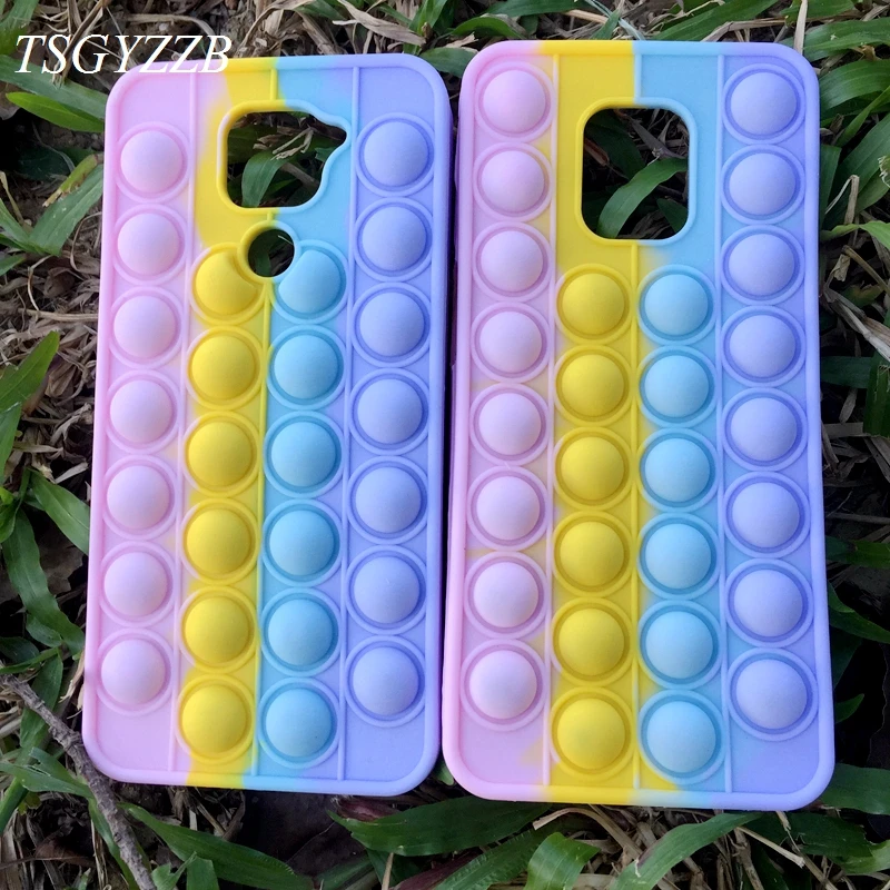 

Case For Xiaomi Redmi 9A 9C 9T Note 8 9 10 11 Poco M3 X3 Pro NFC Relieve Stress Pop Fidget Toys Push Bubble Soft Silicone Cover