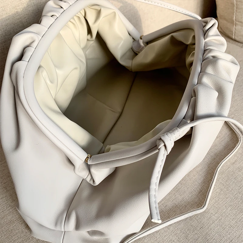 

HECATE SA bolsos ins pochette Cowhide shoulder messenger soft sac leather cloud bag designer clutch Folds torebka damska handbag