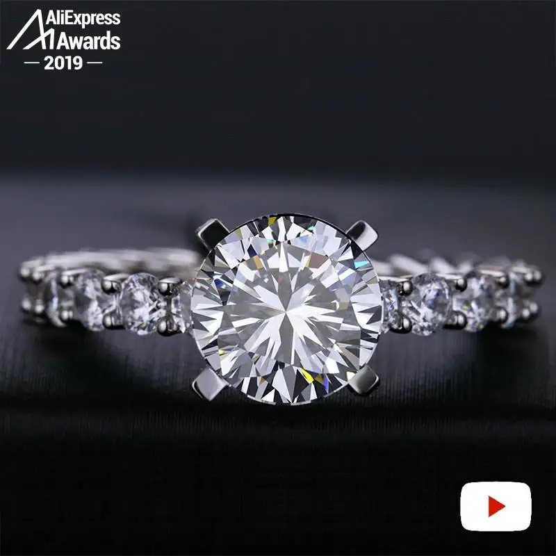 9*9 мм кольцо с бриллиантами круглой огранки не поддельное серебро 925 пробы