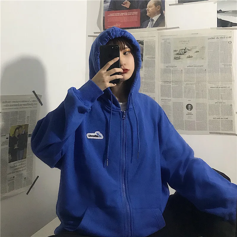 Zip Up Sweetshirts Women Hoodie Oversize Hoody Fashion Student Sweatshirt Spring Autumn Winter Hoodi Girl Hooded Sweatshirts New