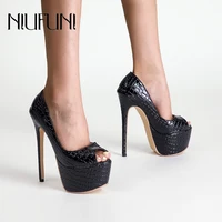peep toe simple stone pattern 16cm high heels womens sandals size 35 42 sexy platform stiletto women shoes pumps summer slip on