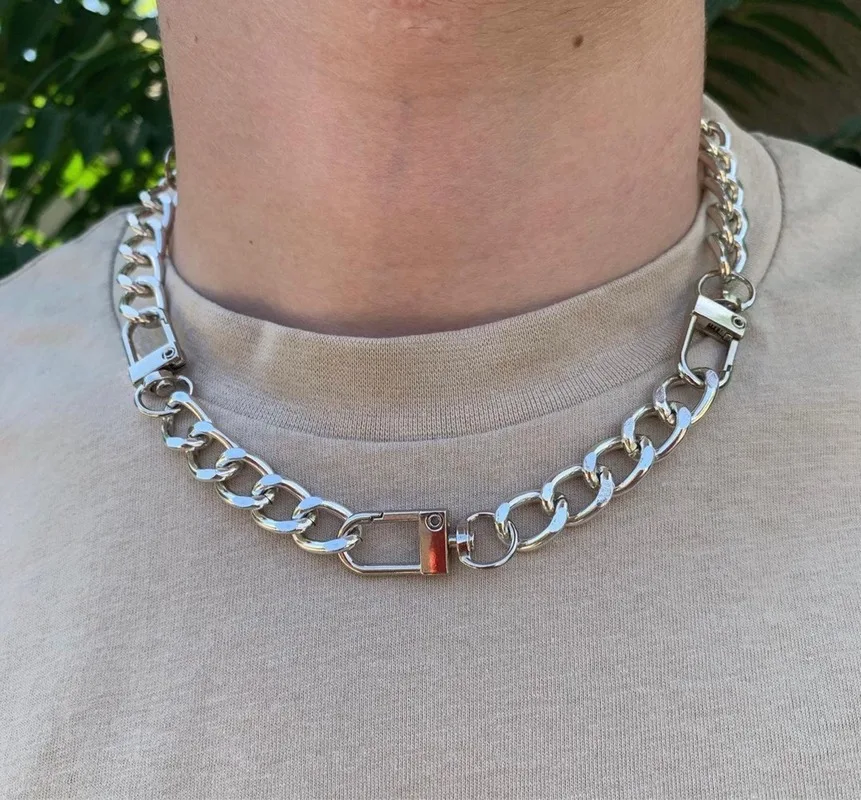 

New Multi-purpose Personalized Hip Hop Necklace Buckle Stitching Metal Thick Chain European and American Necklace Bracelet