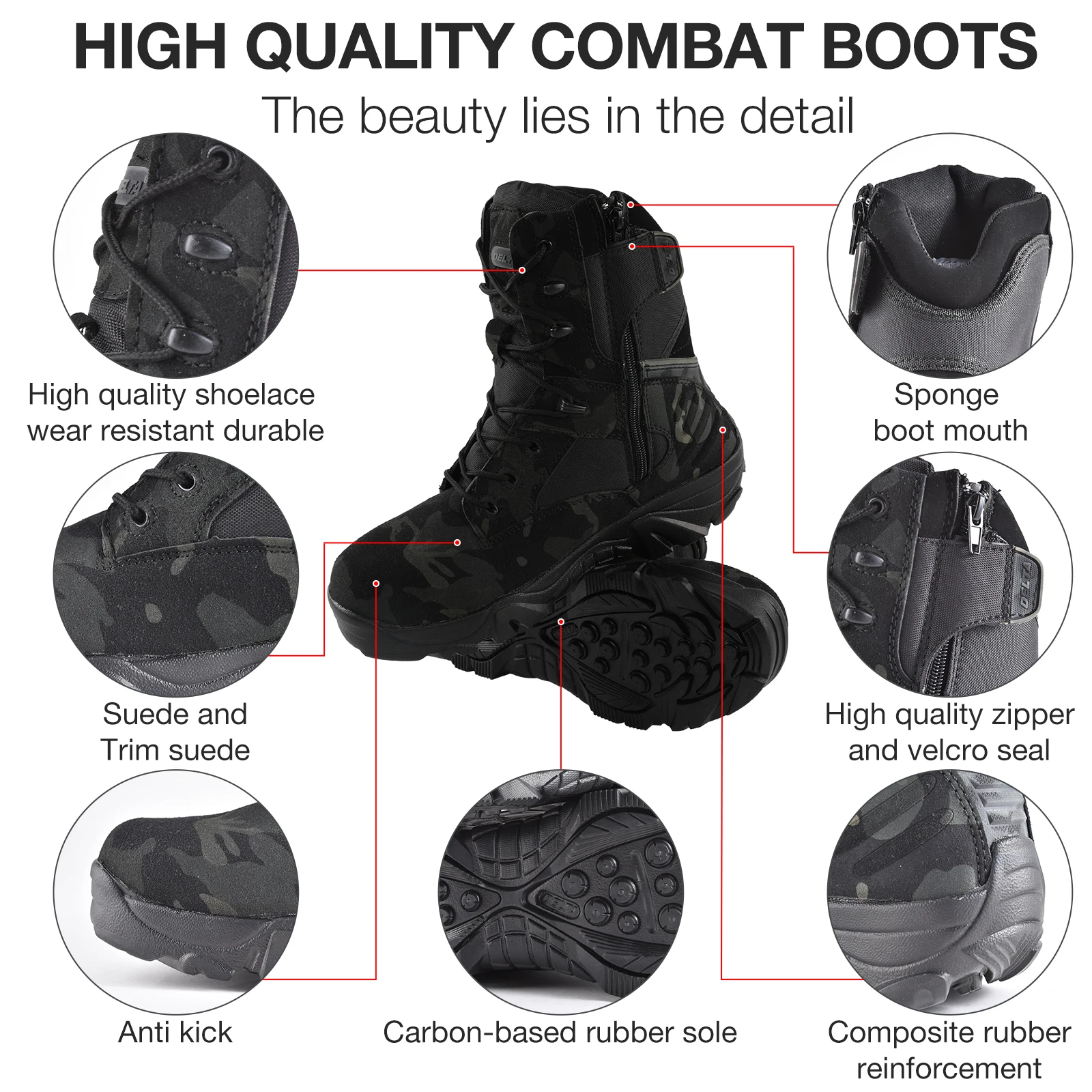 

Army Combat Boots Military Boots Men Hiking Shoes Breathable Tactical Combat Desert Training Size 39-47 Anti-Slip Trekking Shoes